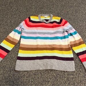 GAP Wool Multicolor Striped Crew Neck Sweater